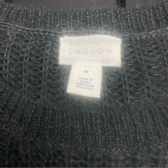 Caslon Gray Knitted Mohair Wool Blend Long Sleeve Sweater Size M Elbow Patch - Picture 3 of 8